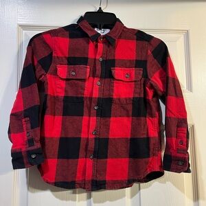 Old Navy Kids Red and Black Checkered Flannel Shirt